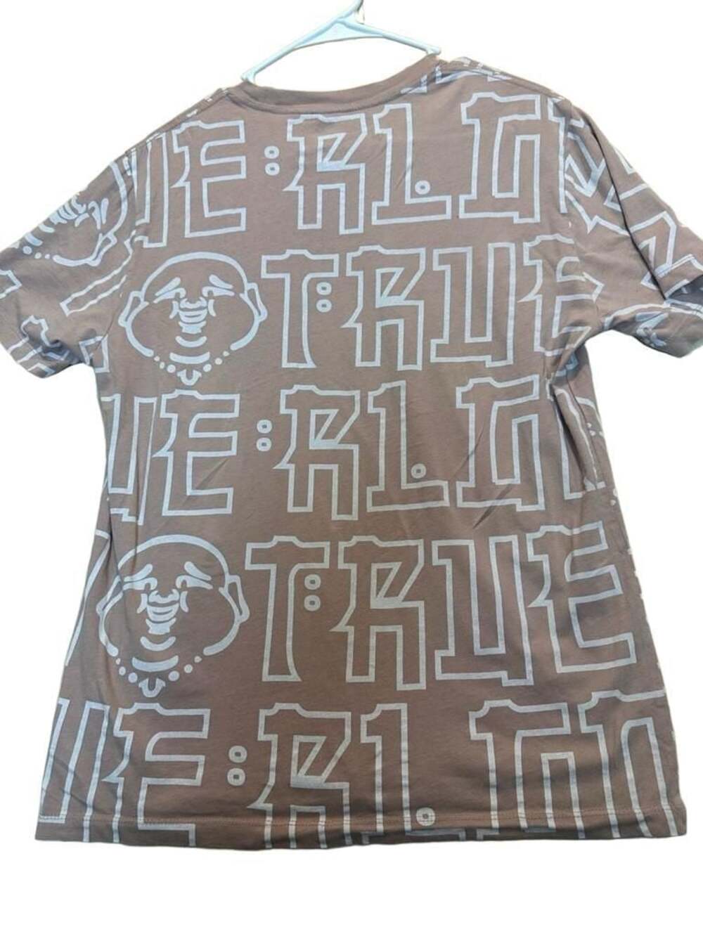 True Religion All Over Print Buddha Logo Graphic T-Shirt Medium